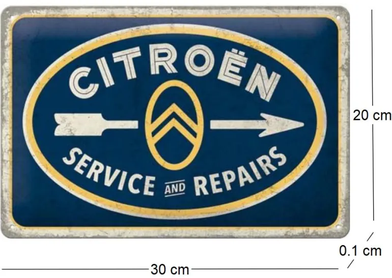 Plaque décorative en métal en relief 30 x 20 cm (Citroën - Service)