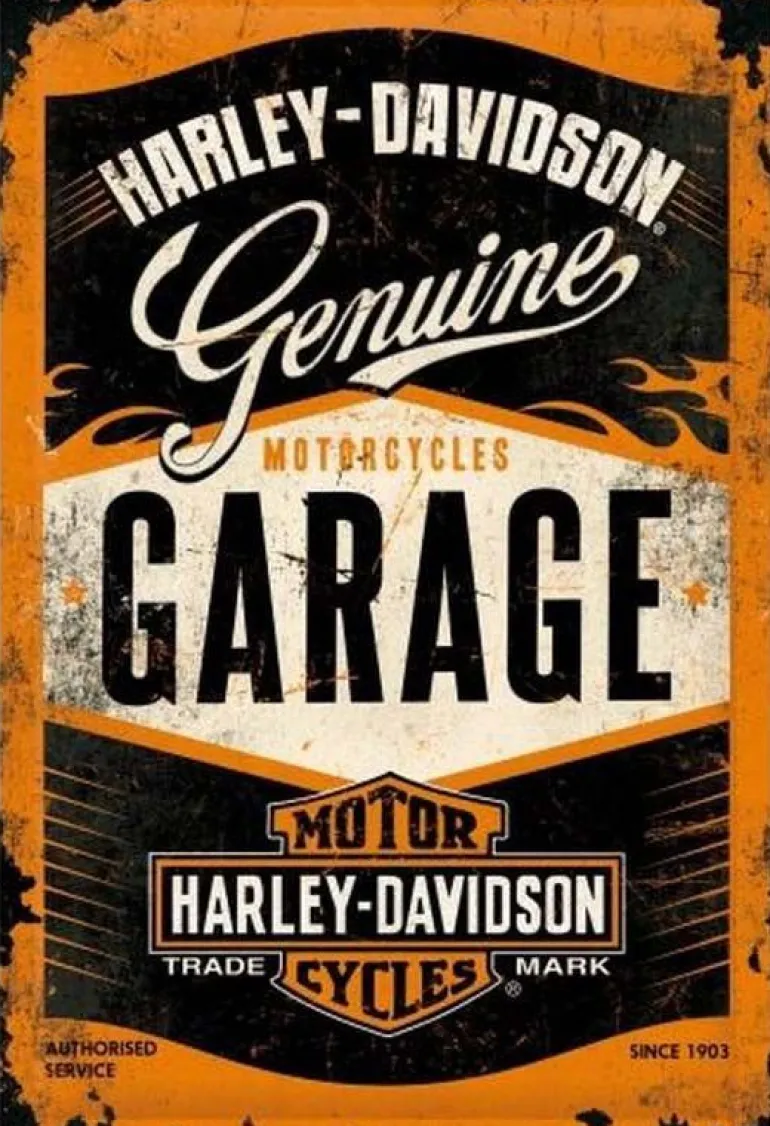 Plaque décorative en métal en relief 40 x 60 cm (Harley Davidson Garage)