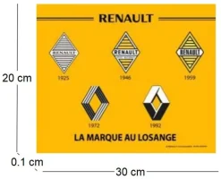 Plaque décorative en métal en relief 30 x 20 cm (Renault Logos)