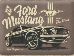 Plaque décorative en métal en relief 40 x 30 cm (Ford Mustang - The Boss)