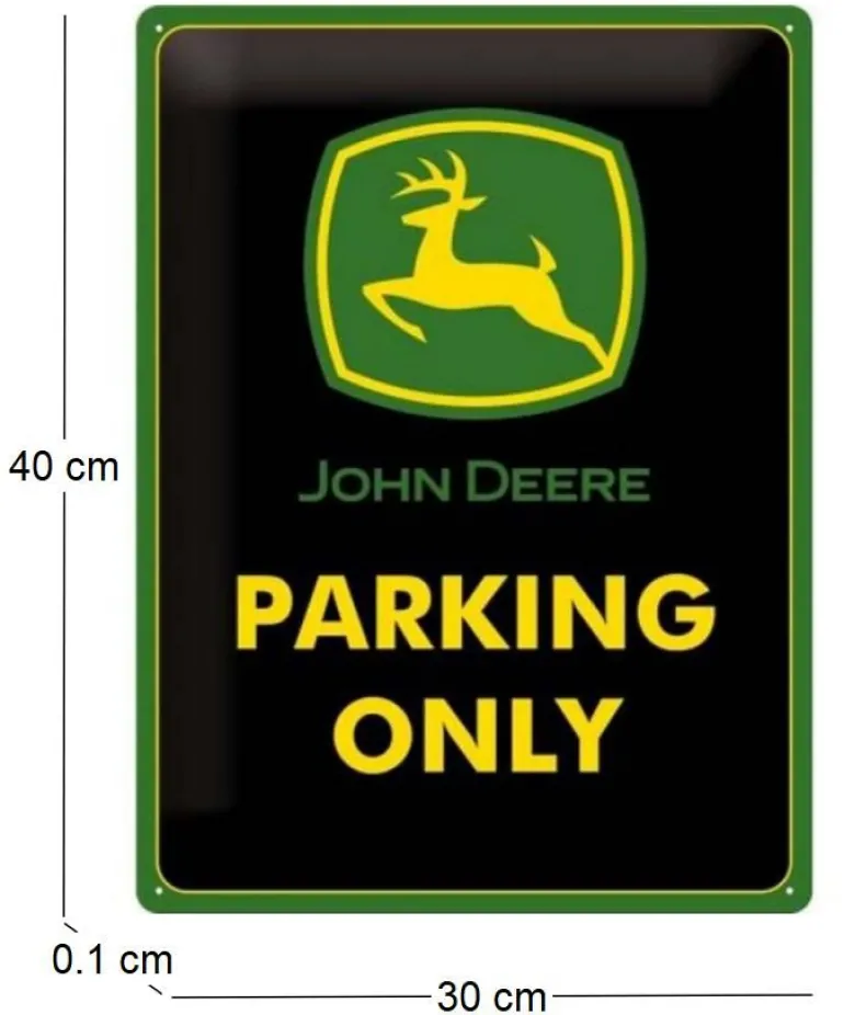 Plaque décorative en métal en relief 40 x 30 cm (John Deere Parking Only)