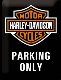 Plaque décorative en métal en relief 40 x 30 cm (Harley Davidson Parking Only)
