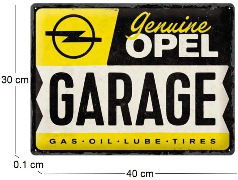 Plaque décorative en métal en relief 40 x 30 cm (Opel - Garage)