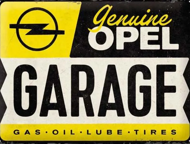 Plaque décorative en métal en relief 40 x 30 cm (Opel - Garage)