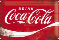Plaque décorative en métal en relief 30 x 20 cm (Coca Cola Logo Rouge)