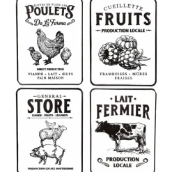Plaque décorative en métal ferme 41x31 cm (Lot de 4)