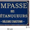 Plaque décorative en métal humour 33 x 25 cm (Impasse des pétanqueurs)