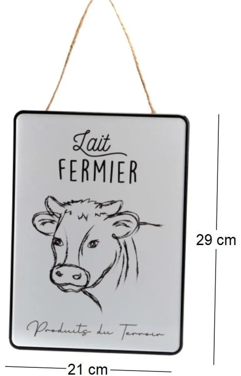 Plaque décorative en métal Lait fermier