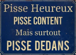 Plaque en métal humour 21 x 15 cm (Pisse heureux)