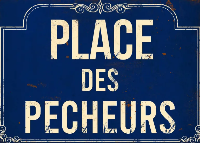 Plaque en métal humour 21 x 15 cm (Place des pecheurs)