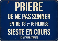 Plaque en métal humour 21 x 15 cm (Prière de ne pas sonner…)