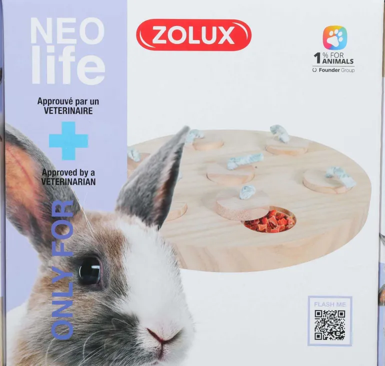 Plateau à friandises en bois pour lapin Neolife