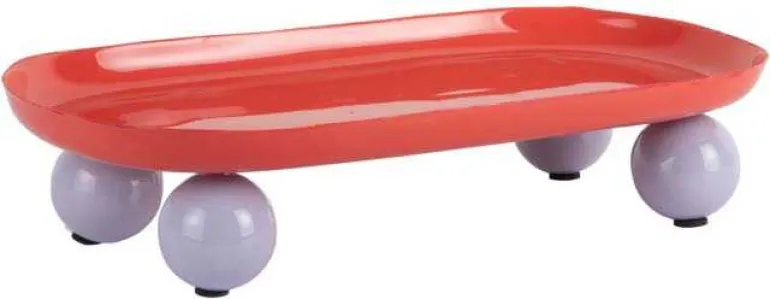 Plateau oval en métal Double Funky Large (Rouge et violet)