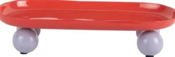 Plateau oval en métal Double Funky Large (Rouge et violet)