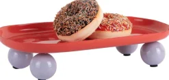 Plateau oval en métal Double Funky Large (Rouge et violet)