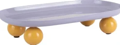 Plateau oval en métal Double Funky Large (Violet et jaune)