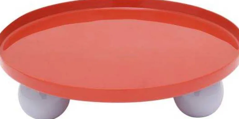 Plateau rond en métal Double Funky Large (Rouge et violet)