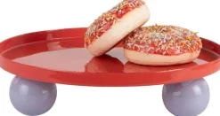 Plateau rond en métal Double Funky Large (Rouge et violet)