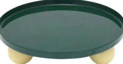 Plateau rond en métal Double Funky Large (Vert et jaune)