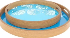 Plateaux en bois émaillé Coquillages (Lot de 2)