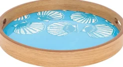 Plateaux en bois émaillé Coquillages (Lot de 2)