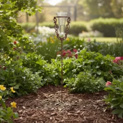 Pluviomètre de jardin en verre avec support en fonte