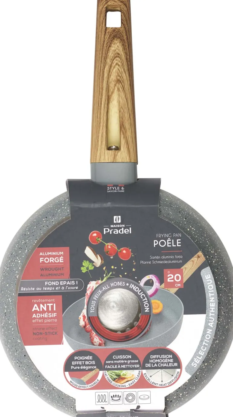Poele en aluminium forgé manche effet bois (20 cm)