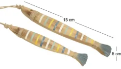 Poissons décoratifs en bois (Lot de 2) (Jaune bleu blanc)