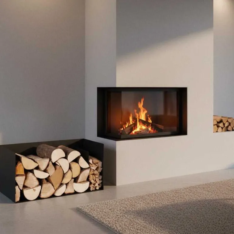 Porte-bûches compact en acier noir 70 cm Bytom