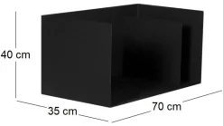 Porte-bûches compact en acier noir 70 cm Bytom