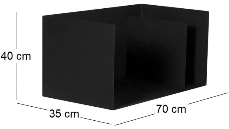 Porte-bûches compact en acier noir 70 cm Bytom