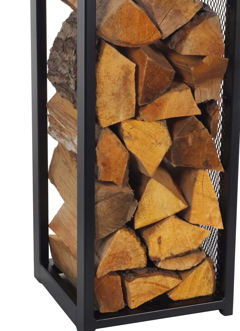 Porte-bûches design vertical en acier 120 cm