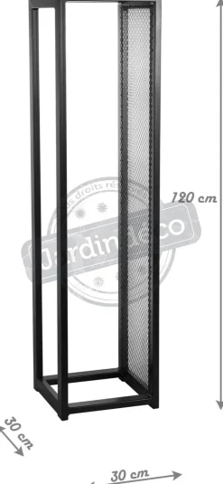 Porte-bûches design vertical en acier 120 cm