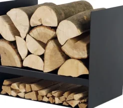 Porte-bûches en acier noir 45 cm Kielce