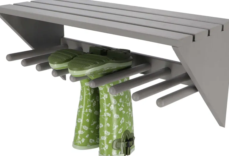 Porte bottes mural en pin (Gris)