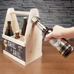 Porte-bouteilles en bois avec décapsuleur