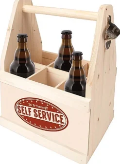 Porte-bouteilles en bois avec décapsuleur