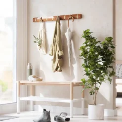 Porte manteaux Flip 8 crochets (Noyer clair et doré)