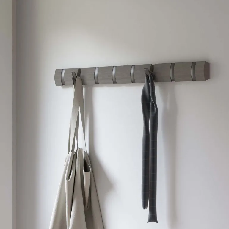 Porte manteaux Flip 8 crochets (Gris / Peuplier)