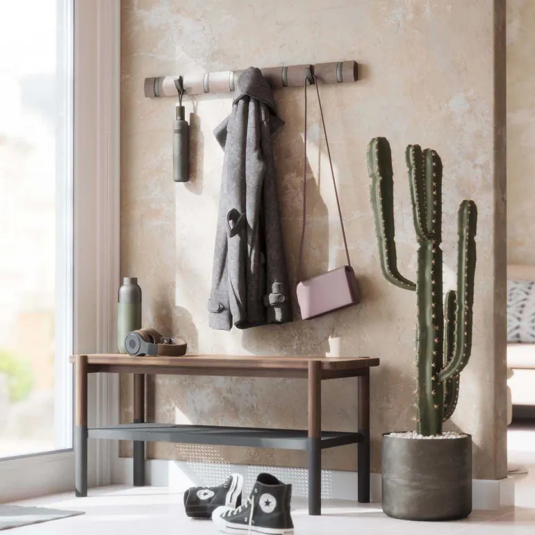 Porte manteaux Flip 8 crochets (Gris / Peuplier)