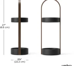 Porte parapluies bois et métal Hub (Noir/Noyer)