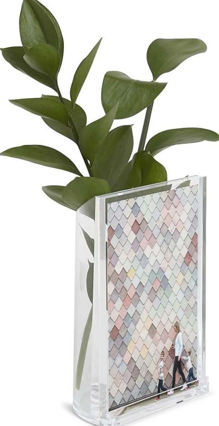 Porte photo avec vase ou porte crayons intégré Optic (Transparent)