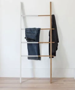 Porte serviette échelle extensible (Blanc/Naturel)