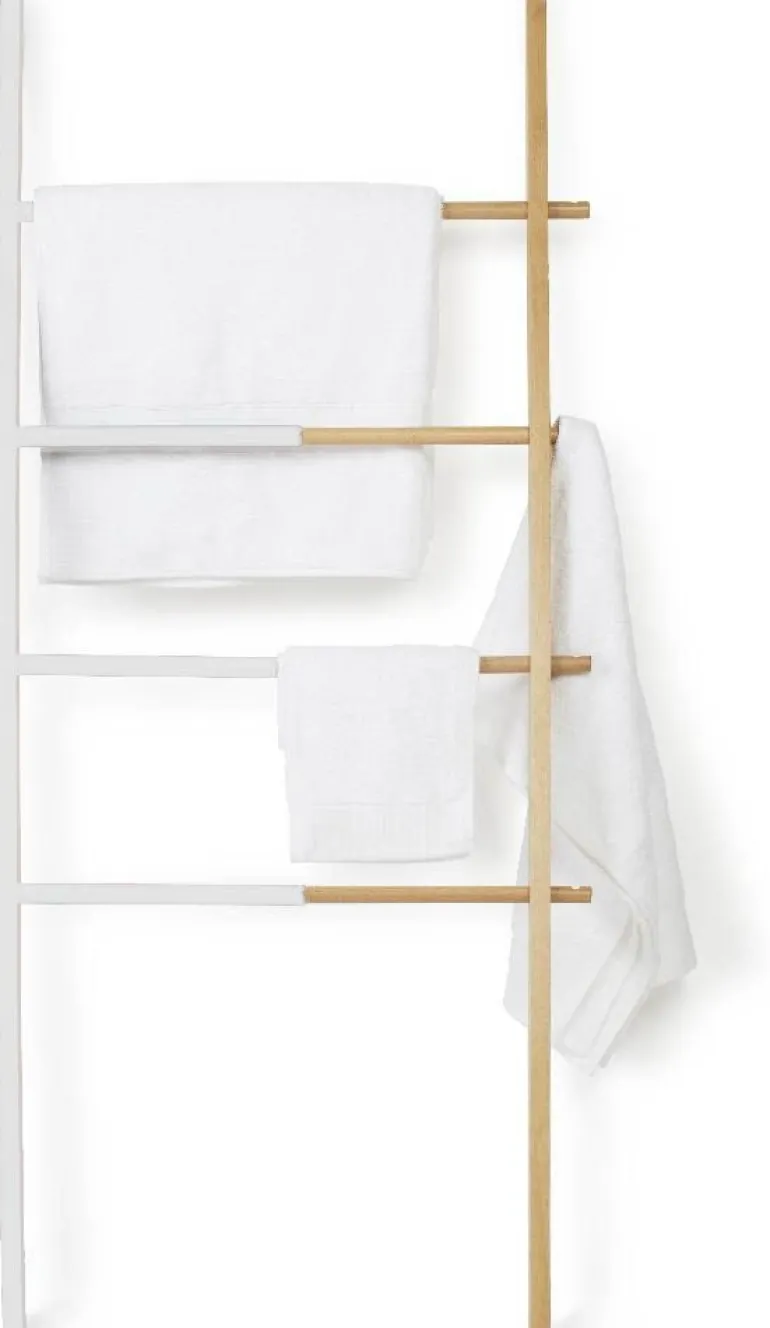 Porte serviette échelle extensible (Blanc/Naturel)