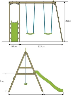 Portique avec 2 balançoires et une glissière Forest