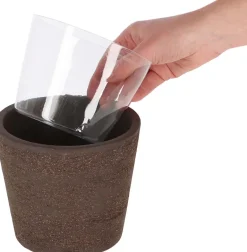 Pot de fleur en terre cuite non verni marron (15 cm)