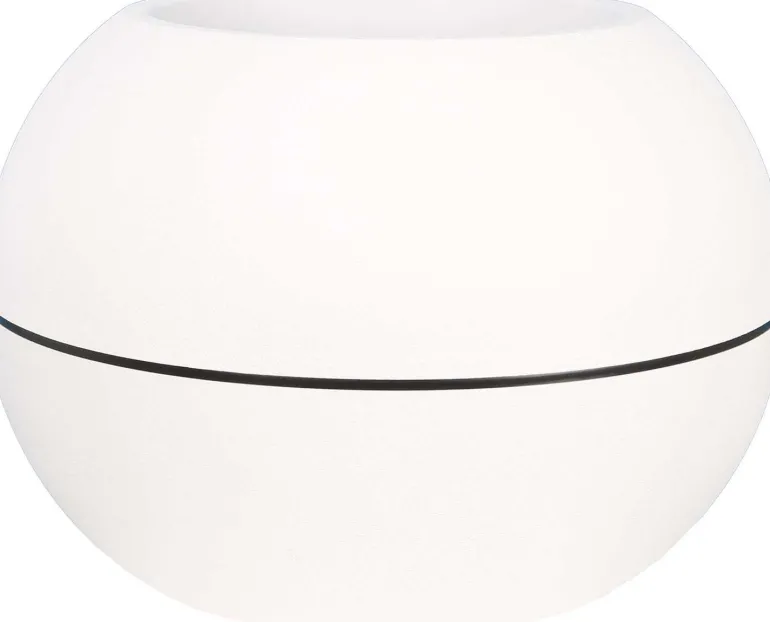 Pot en plastique boule effet granit 40 cm (Blanc)