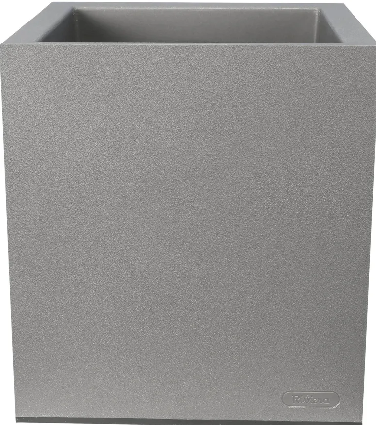 Pot en plastique carré aspect granit 30 cm (Gris clair)