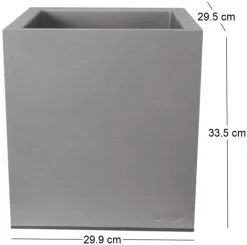 Pot en plastique carré aspect granit 30 cm (Gris clair)