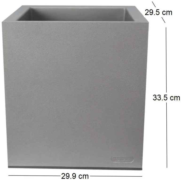 Pot en plastique carré aspect granit 30 cm (Gris clair)